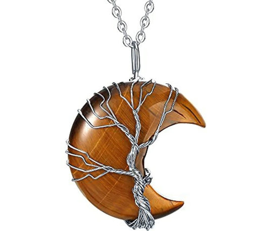 PENDENTIF LUNE DE VIE EN OEIL DE TIGRE